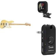 Fender Player Jazz Bass, Buttercream, Maple Fingerboard + Mustang Micro Amplifier + Flash 2.0 Rechargeable Tuner