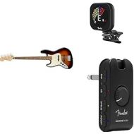 Fender Player Jazz Bass, 3-Color Sunburst, Left-Handed, Pau Ferro Fingerboard + Mustang Micro Amplifier + Flash 2.0 Rechargeable Tuner