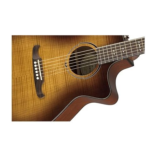  Fender FA-345CE Auditorium Cutaway Acoustic Guitar, with 2-Year Warranty, 3-Color Tea Burst