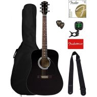 Fender FA-115 Dreadnought Acoustic Guitar - Black Bundle with Gig Bag, Tuner, Strings, Strap, Picks, and Fender Play Online Lessons