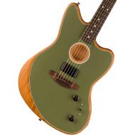 Fender Acoustasonic Player Jazzmaster Acoustic Electric Guitar, with 2-Year Warranty, Antique Olive, Rosewood Fingerboard, with Gig Bag