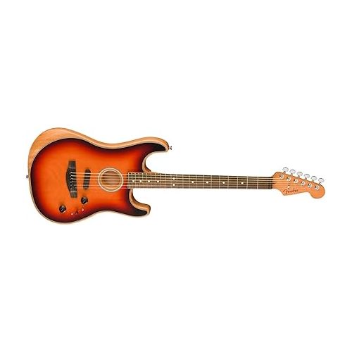  Fender American Acoustasonic Stratocaster Acoustic Electric Guitar, 3-Color Sunburst, Ebony Fingerboard, with Gig Bag