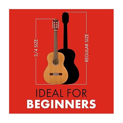  Fender 3/4 Size Acoustic Guitar Starter Kit for Beginners with Nylon Strings, Bag, Tuner, Strap, and 2-Year Warranty