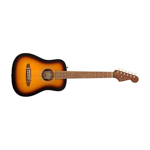  Fender Redondo Mini Acoustic Guitar, with 2-Year Warranty, Sunburst, Maple Fingerboard, with Gig Bag