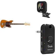 Fender Player Mustang Bass, Aged Natural + Mustang Micro Amplifier + Flash 2.0 Rechargeable Tuner