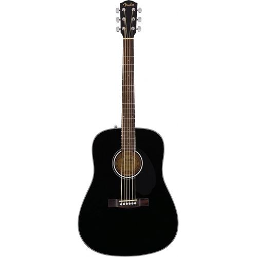  Fender CD-60S Solid Top Dreadnought Acoustic Guitar - Black Bundle with Gig Bag, Tuner, Strap, Strings, Picks, and Austin Bazaar Instructional DVD