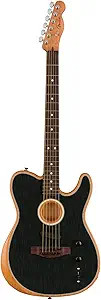 Fender Acoustasonic Player Telecaster Acoustic Electric Guitar, with 2-Year Warranty, Brushed Black, Rosewood Fingerboard, with Gig Bag