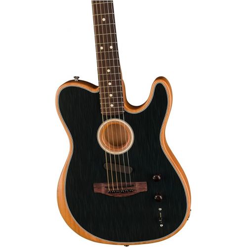  Fender Acoustasonic Player Telecaster Acoustic Electric Guitar, with 2-Year Warranty, Brushed Black, Rosewood Fingerboard, with Gig Bag