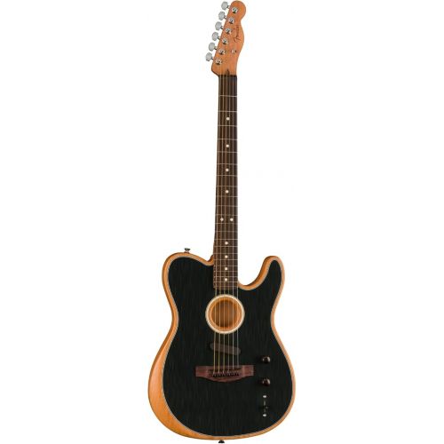  Fender Acoustasonic Player Telecaster Acoustic Electric Guitar, with 2-Year Warranty, Brushed Black, Rosewood Fingerboard, with Gig Bag