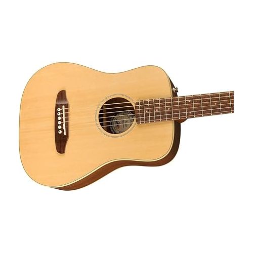  Fender Redondo Mini Acoustic Guitar, with 2-Year Warranty, Natural, Rosewood Fingerboard, with Gig Bag