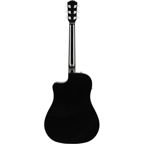  Fender CD-60SCE Solid Top Dreadnought Acoustic-Electric Guitar - Black Bundle with Gig Bag, Instrument Cable, Tuner, Strap, Strings, Picks, and Austin Bazaar Instructional DVD