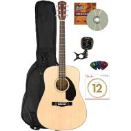 Fender CD-60S Solid Top Dreadnought Acoustic Guitar - Natural Bundle with Gig Bag, Tuner, Strings, Picks, Fender Play Online Lessons, and Austin Bazaar Instructional DVD
