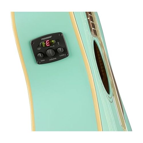  Fender Malibu Player Acoustic Electric Guitar, Aqua Splash, Walnut Fingerboard