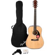 Fender CD-60S Dreadnought V2 Pack Acoustic Guitar, with 2-Year Warranty, Natural, with Gig Bag and Accessories