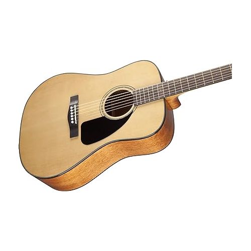  Fender CD-60 Dreadnought Acoustic Guitar - Natural Bundle with Hard Case, Strap, Tuner, Strings, Picks, Fender Play, Instructional Book, and Austin Bazaar Instructional DVD