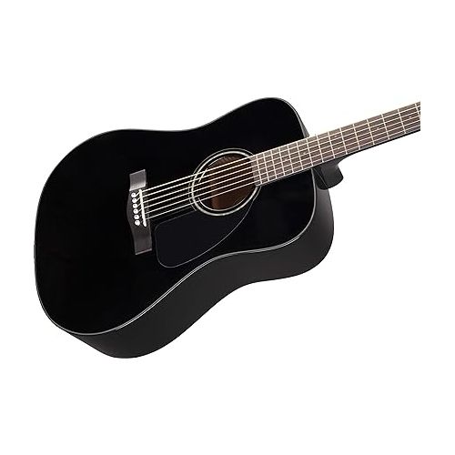  Fender CD-60 Dreadnought Acoustic Guitar - Black Bundle with Hard Case, Strap, Tuner, Strings, Picks, Instructional Book, and Austin Bazaar Instructional DVD