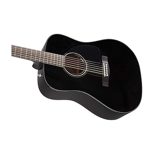  Fender CD-60 Dreadnought Acoustic Guitar - Black Bundle with Hard Case, Strap, Tuner, Strings, Picks, Instructional Book, and Austin Bazaar Instructional DVD