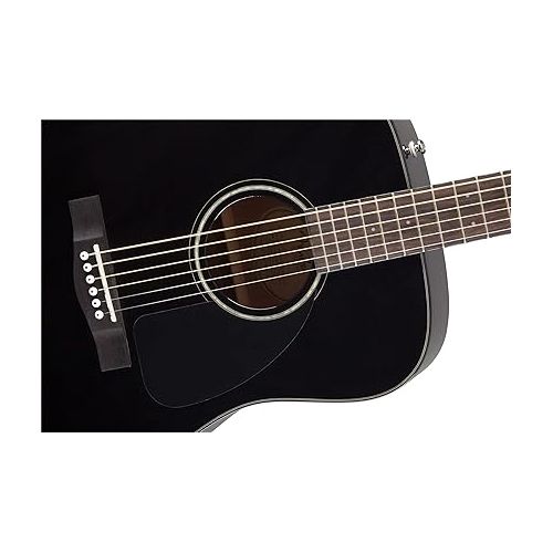  Fender CD-60 Dreadnought Acoustic Guitar - Black Bundle with Hard Case, Strap, Tuner, Strings, Picks, Instructional Book, and Austin Bazaar Instructional DVD