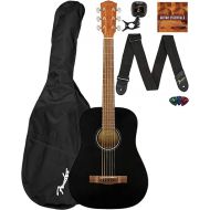 Fender FA-15 3/4-Scale Kids Steel String Acoustic Guitar - Black Learn-to-Play Bundle with Gig Bag, Tuner, Strap, Picks, and Austin Bazaar Instructional DVD