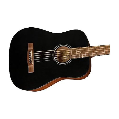  Fender FA-15 3/4-Scale Kids Steel String Acoustic Guitar - Black Learn-to-Play Bundle with Gig Bag, Tuner, Strap, Picks, and Austin Bazaar Instructional DVD