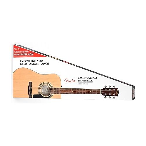  Fender FA-115 Dreadnought Acoustic Guitar - Natural Bundle with Hard Case, Tuner, Strings, Strap, and Picks