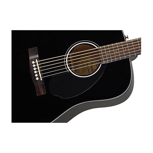  Fender CD-60S Solid Top Dreadnought Acoustic Guitar - Black Bundle with Hard Case, Tuner, Strap, Strings, Picks, and Austin Bazaar Instructional DVD