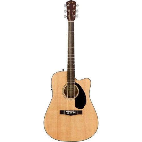  Fender CD-60SCE Solid Top Dreadnought Acoustic-Electric Guitar - Natural Bundle with Hard Case, Cable, Tuner, Strap, Strings, Picks, Austin Bazaar Instructional DVD, and Polishing Cloth