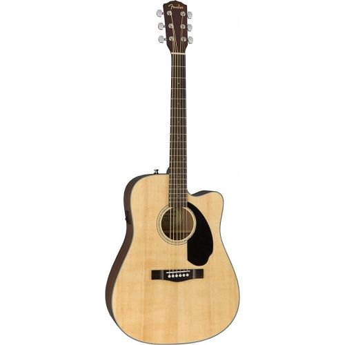  Fender CD-60SCE Solid Top Dreadnought Acoustic-Electric Guitar - Natural Bundle with Hard Case, Cable, Tuner, Strap, Strings, Picks, Austin Bazaar Instructional DVD, and Polishing Cloth