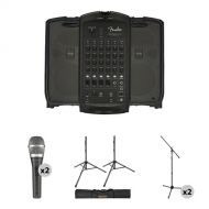 Fender Passport Event Series 2 Portable Powered PA Kit with Microphones, Stands, Bag, and Cables