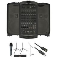 Fender Passport Venue Series 2 Portable Powered PA Kit with Microphones, Stands, Bag, and Cables