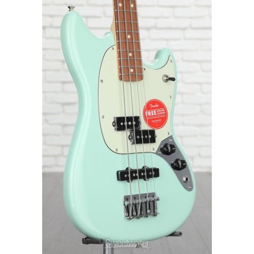  Fender Special Edition Mustang PJ Bass - Surf Green with Pau Ferro Fingerboard, Sweetwater Exclusive in the USA