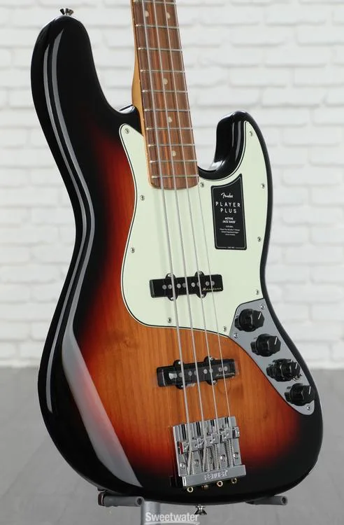  Fender Player Plus Active Jazz Bass - 3-tone Sunburst with Pau Ferro Fingerboard