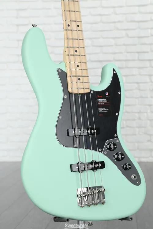  Fender American Performer Jazz Bass - Satin Surf Green with Maple Fingerboard