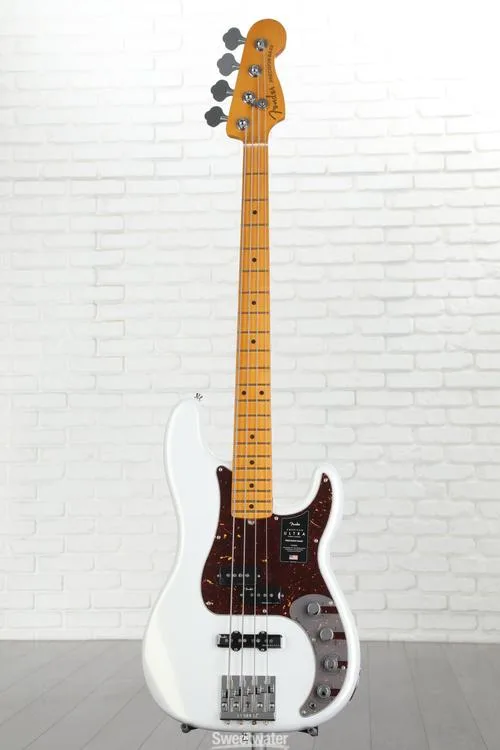  Fender American Ultra Precision Bass - Arctic Pearl with Maple Fingerboard Demo
