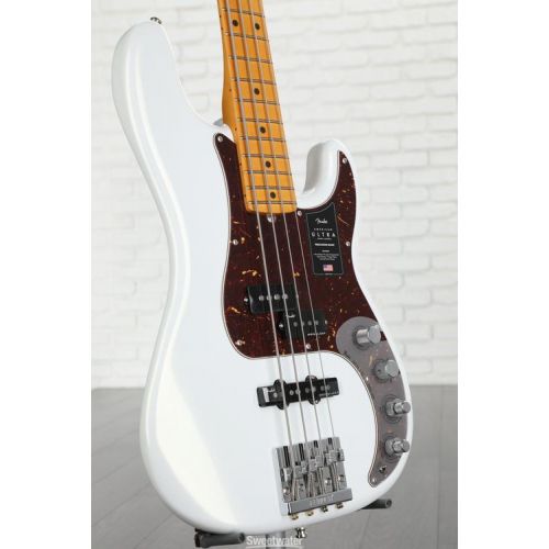  Fender American Ultra Precision Bass - Arctic Pearl with Maple Fingerboard Demo