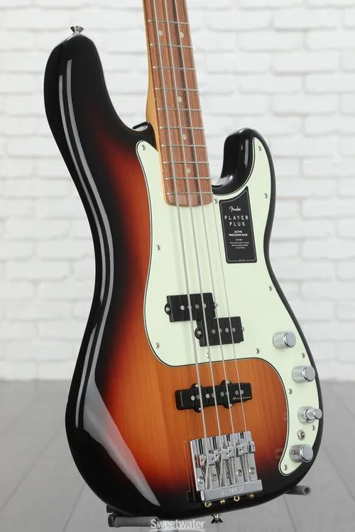  Fender Player Plus Active Precision Bass Guitar - 3-color Sunburst with Pau Ferro Fingerboard