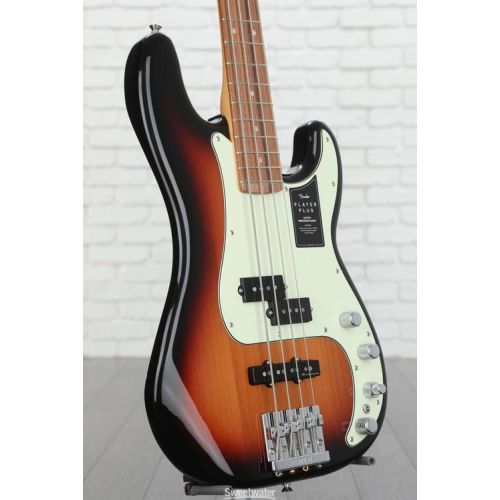  Fender Player Plus Active Precision Bass Guitar - 3-color Sunburst with Pau Ferro Fingerboard