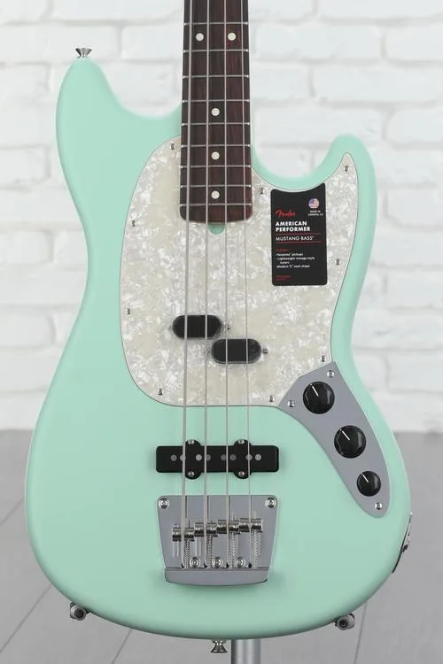 Fender American Performer Mustang Bass - Satin Surf Green with Rosewood Fingerboard