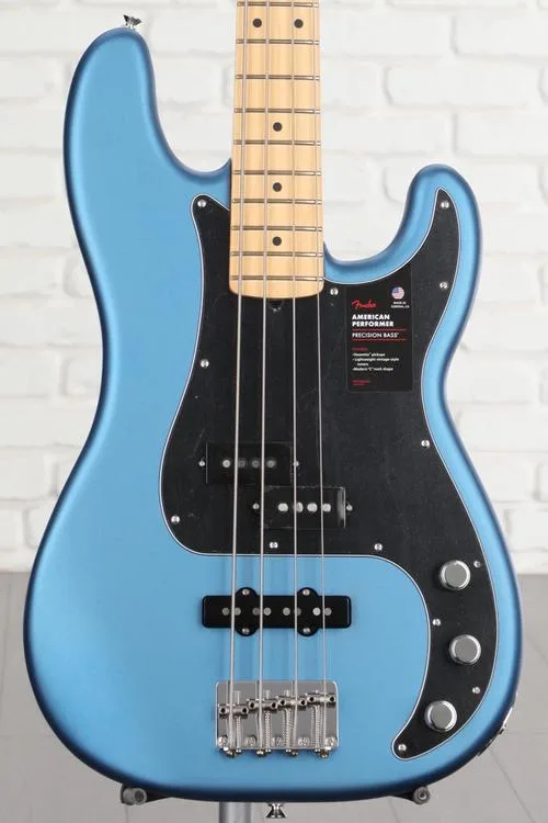 Fender American Performer Precision Bass - Satin Lake Placid Blue with Maple Fingerboard