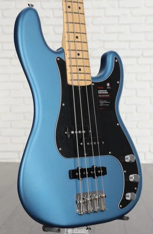  Fender American Performer Precision Bass - Satin Lake Placid Blue with Maple Fingerboard