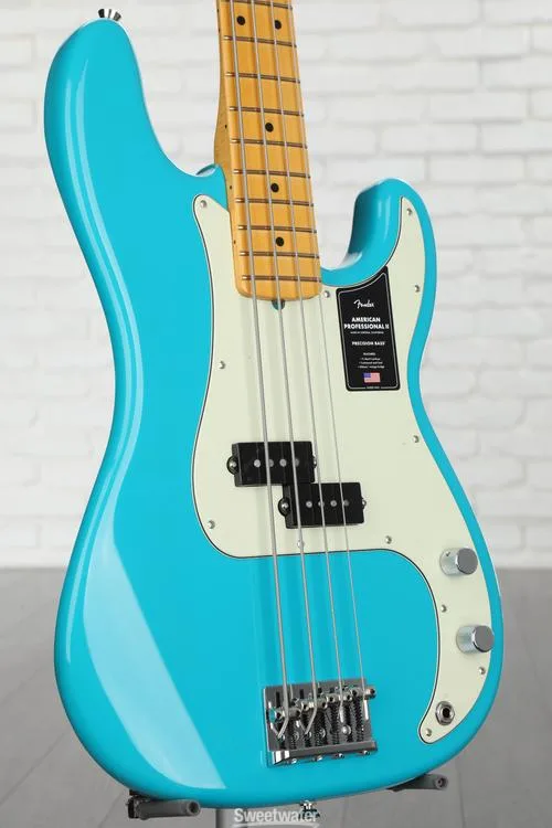  Fender American Professional II Precision Bass - Miami Blue with Maple Fingerboard