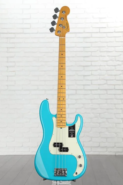  Fender American Professional II Precision Bass - Miami Blue with Maple Fingerboard