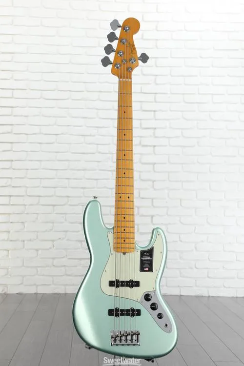  Fender American Professional II Jazz Bass V - Mystic Surf Green with Maple Fingerboard