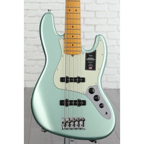  Fender American Professional II Jazz Bass V - Mystic Surf Green with Maple Fingerboard