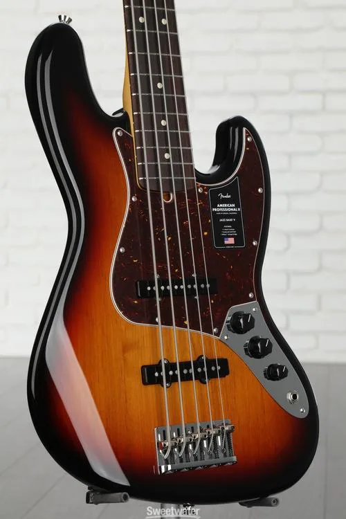  Fender American Professional II Jazz Bass V - 3 Color Sunburst with Rosewood Fingerboard