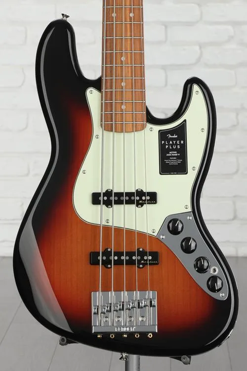 Fender Player Plus Active Jazz Bass V - 3-tone Sunburst with Pau Ferro Fingerboard