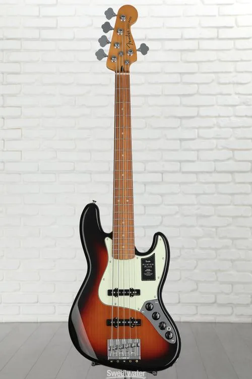  Fender Player Plus Active Jazz Bass V - 3-tone Sunburst with Pau Ferro Fingerboard