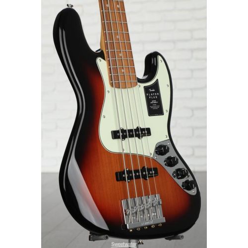  Fender Player Plus Active Jazz Bass V - 3-tone Sunburst with Pau Ferro Fingerboard