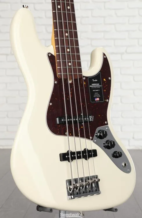  Fender American Professional II Jazz Bass V - Olympic White with Rosewood Fingerboard