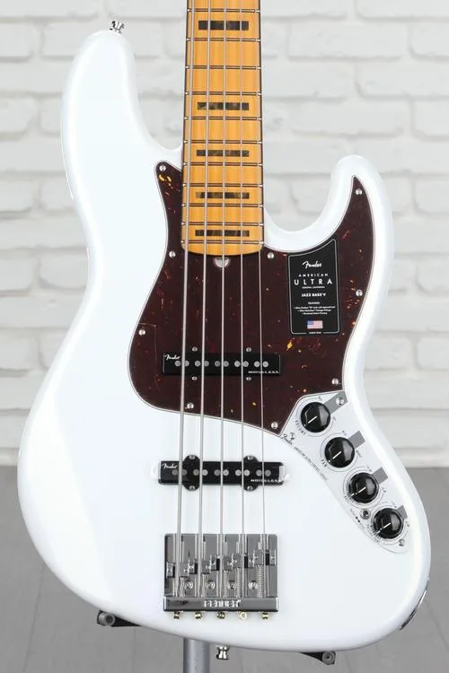 Fender American Ultra Jazz Bass V - Arctic Pearl with Maple Fingerboard